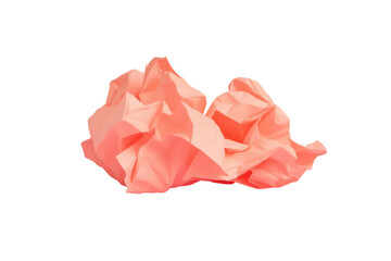 Crumpled paper in soft pink color. on transparent background