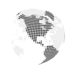 Poster - Big Black and White Transparent Spotted 3D Earth Globe Design - Global Business, Technology, Globalisation Concept, Vector Design Template - Isolated on White Background