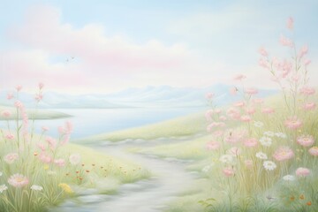 Sticker - PNG Meadow painting backgrounds outdoors.