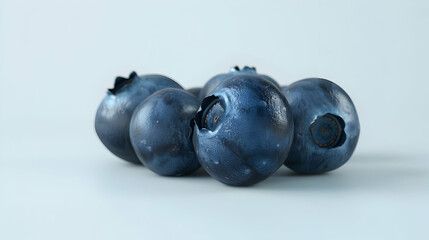 Poster - Close-up of Fresh Blueberries on White Background