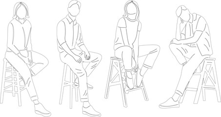 Wall Mural - sketch people sitting on chairs, vector