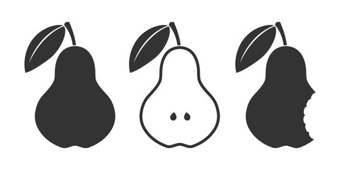 Wall Mural - Pear graphic icons set. Fruits isolated signs on white background. Vector illustration