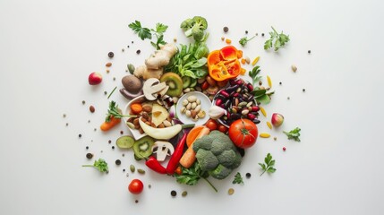 Wall Mural - Sunlit kitchen counter adorned with fresh herbs, spices, and veggies, emphasizing a natural and fresh culinary experience.