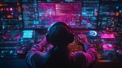 Person using advanced technology at computer Email Marketing concept.