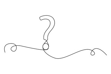 Wall Mural - Question mark drawn with a single continuous line. Minimalist design with abstract curves. Monochrome illustration.