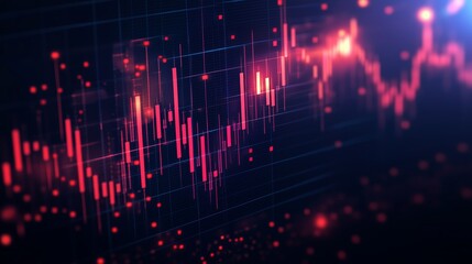 Poster - abstract financial data visualization with vibrant red and blue colors highlighting trading activity
