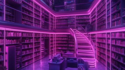 Sticker - Neon Lit Library