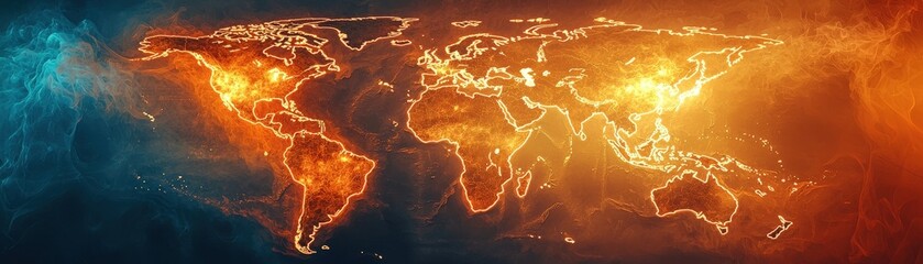 Poster - Digital World Map with Hot Zones Visualization