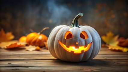 Pumpkin on the table with smile face in halloween day party