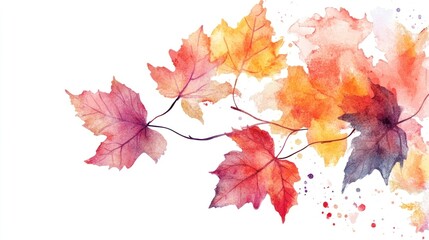 Poster - Vibrant watercolor autumn leaves illustration