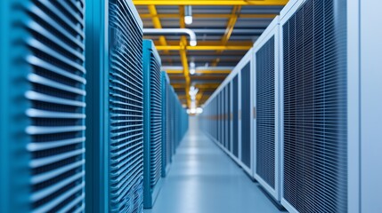 Poster - Modern Data Center with Cooling Systems and Infrastructure