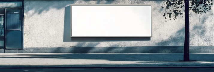 Canvas Print - Billboard on the background of a wall on the street. blank advertising banner mockup. City horizontal ad.