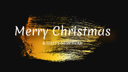 Wall Mural - Merry Christmas and Happy New Year incription on gold smear