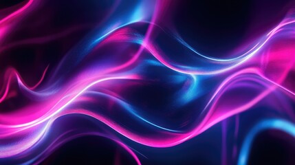 Wall Mural - Dynamic Waves of Neon Light Creating a Dark Abstract Background