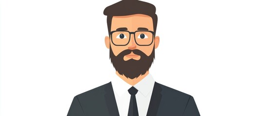 Successful young bearded businessman illustrated on a white background Character depicted in a flat design style