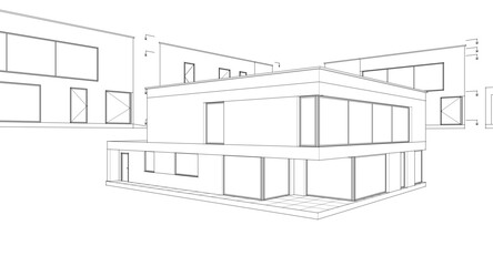 Wall Mural - house architectural project sketch 3d illustration	
