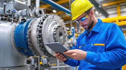 Poster - Industrial Worker Using Tablet in Manufacturing Facility