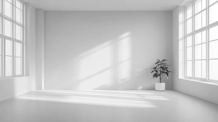 Poster - Minimalist white room interior in a 3D illustration style