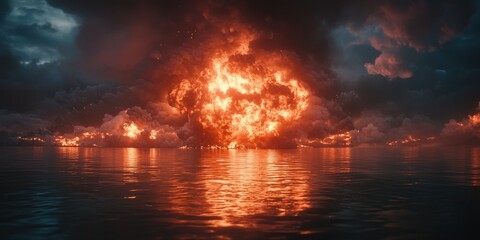 Poster - Dramatic Ocean Explosion at Night