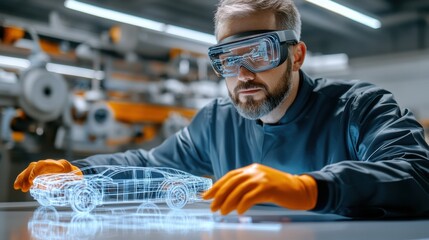 Poster - Engineer Analyzing Innovative Car Prototype Design