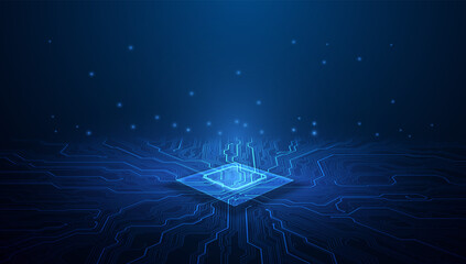 Poster - Circuit board. Technology background. Central Computer Processors CPU concept. Motherboard digital chip.
