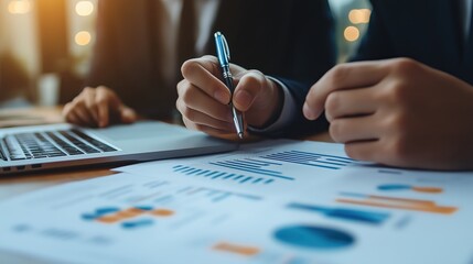 Poster - Business Meeting with Data Analysis and Reports