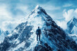 © Kanjana - A business man Facing Tall Snowy Mountain Summit Challenge