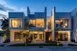 White contemporary townhouse architecture building villa.