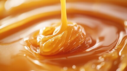 Wall Mural - Smooth Caramel Pouring Close Up Shot