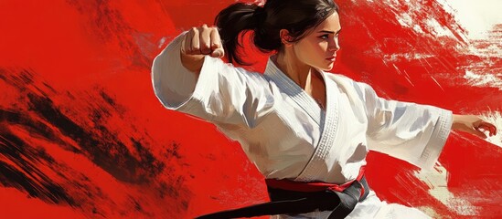 Karate woman illustration artwork