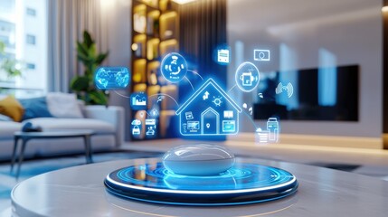 Poster - smart home technology concept with digital interface