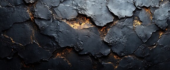 Abstract dark stone background texture with gold veining.