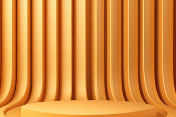 Wall Mural - curved golden tones, a sleek presentation stage with fluid lines in warm orange hues, ideal for mode