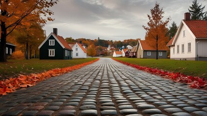 Wall Mural - autumn in the village