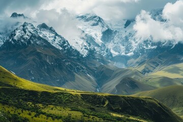 Sticker - Andes mountain range landscape panoramic outdoors.