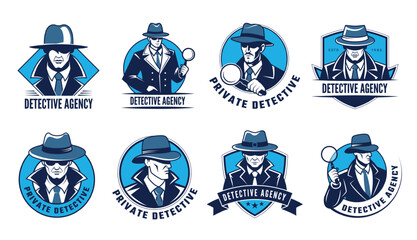 Sticker - Detective agency. Abstract emblems or logos for special agents recent vector templates with place for text