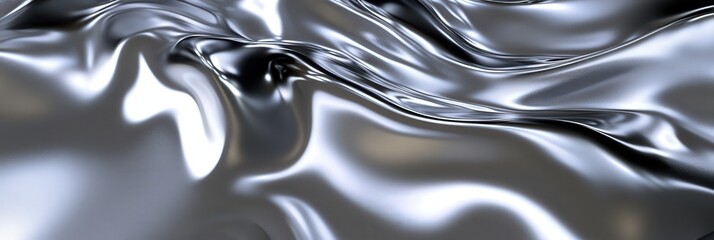 Canvas Print - Abstract Liquid Silver Background Texture