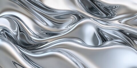 Poster - Abstract Liquid Silver Metal Wave Background