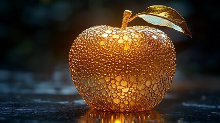 Sticker - A golden apple with a glowing light inside, a symbol of knowledge, temptation, and hope.