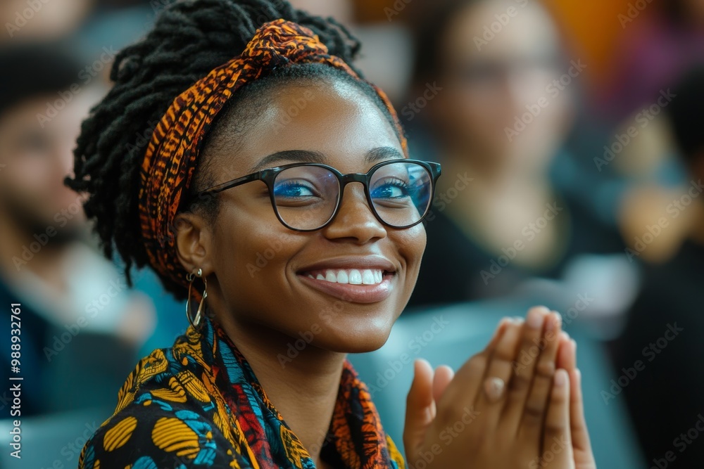 Getting Applause Happy black techer getting applause from her students after giving them ...