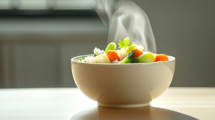 Wall Mural - Freshly Steamed Vegetables in a White Bowl