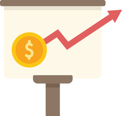 Poster - Flipchart is presenting a growing chart and a dollar coin, a concept for successful investment