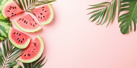 Fresh Slices of Watermelon Arranged Beautifully for Summer Refreshments