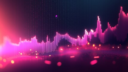 Poster - vibrant soundwave visualization with dynamic colors and patterns illuminated against a dark backgrou