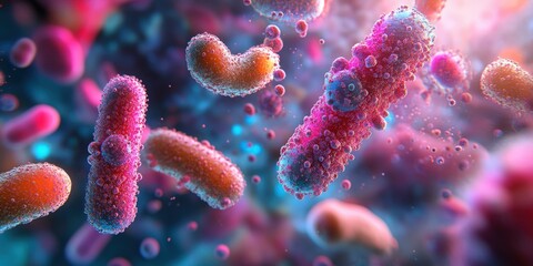 Poster - Colorful Microorganisms in 3D Rendering