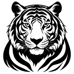 black silhouette tattoo design of a tiger 