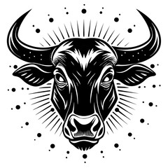 Wall Mural - black silhouette tattoo design of a bull 