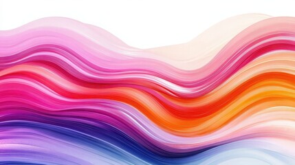Poster - Vibrant Multicolor Gradient Brushstroke Texture with Wavy Curly Paint Strokes, Abstract Background Vector Illustration