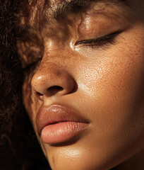 Wall Mural - Portrait of beautiful natural black woman with perfect skin	