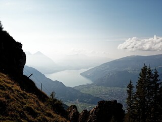 Poster - Mountain landscape with lake and clear blue sky